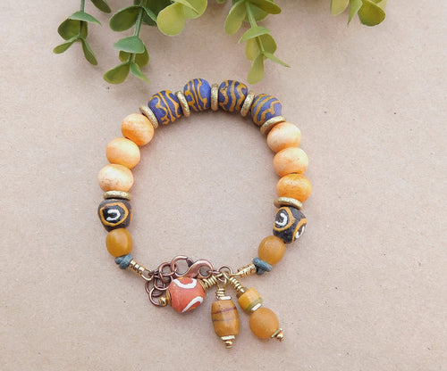 Beautiful Orange and Navy Krobo Bracelet