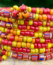 Load image into Gallery viewer, Red, Yellow, Orange Indonesian Bead Bangle