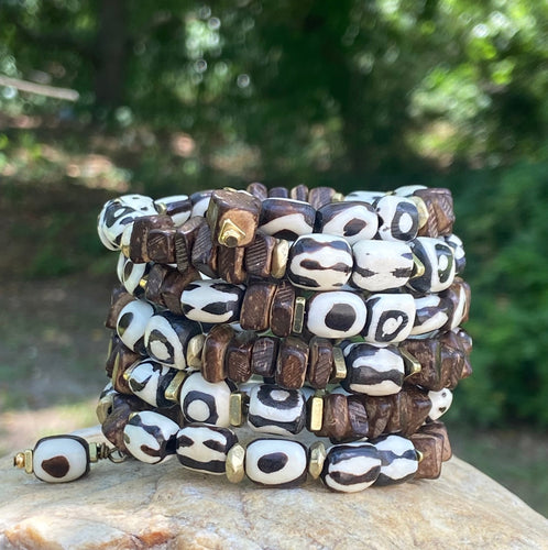 Afro Bohemian Batik Bone Bracelet