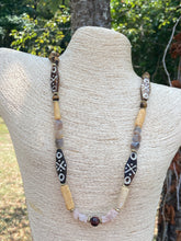 Load image into Gallery viewer, Bohemian Inspired Batik Bone and Gemstone Necklace