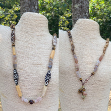 Load image into Gallery viewer, Bohemian Inspired Batik Bone and Gemstone Necklace