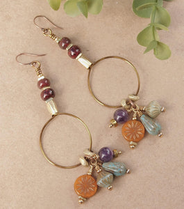 Multi-Czech Dangling Earrings