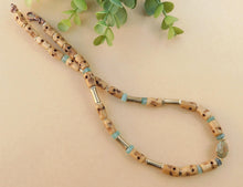 Load image into Gallery viewer, Unique Skull Necklace with Roman Glass and Brass Beads