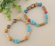 Load image into Gallery viewer, Turquoise Owls, Multi Czech and Gemstone Bohemian Bracelet