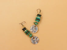 Load image into Gallery viewer, Boho Turquoise and Hammered Copper Charm Earrings