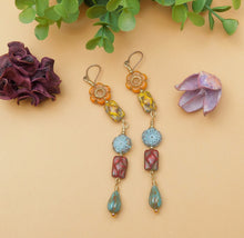Load image into Gallery viewer, Autumn Inspired Dangling Czech Boho Earrings