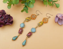 Load image into Gallery viewer, Autumn Inspired Dangling Czech Boho Earrings