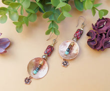 Load image into Gallery viewer, Boho Hammered Copper Disc Earrings
