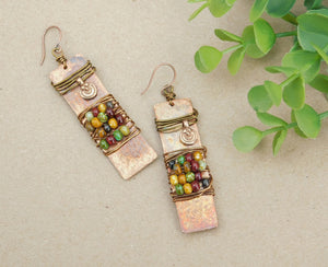 Picasso Czech Hammered Copper Earrings
