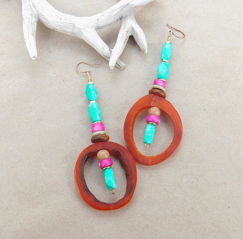 Bright & Colorful Natural Horn Hoop Earrings